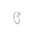 Silver adjustable open ring featuring a sparkling U-shaped pave set and a single solitaire diamond - Letter U