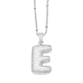 Silver alphabet necklace with sparkling zircon letter E pendant on a thin bead chain - Letter E / Silver