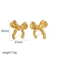 Elegante 18k vergoldete Edelstahl-Schleifenohrringe mit Maßen und Gewichtsinformationen - Goldene Schleifen-Ohrstecker(TE6935) / Gold