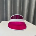 Rose red transparent PVC sun visor with white elastic headband for summer UV protection - Rose Red