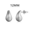 Minimalist 12mm S925 sterling silver teardrop stud earrings in polished silver finish - 12mm / Matte Silver