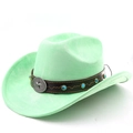 Détail d'un chapeau de cowboy vert menthe avec boucle étoile et clous turquoise - M (56-58cm) / Vert Fruit