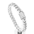 Silver hip hop 12mm Cuban chain bracelet with luxury CNC diamond-set square clasp - Steel Color Bracelet (KB169620-KFC)