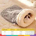 Plüsch Schlafsack für Katzen in Grau und Beige aus weichem Kaninchenfell-Imitat - Verdicktes Grau (Mit Ball)