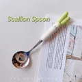 Cuillère créative en acier inoxydable avec manche en céramique style oignon vert - Cuillère à oignon