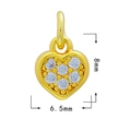 Golden heart pendant charm with small clear diamonds and 8mm by 6.5mm size dimensions - Gold - Heart 616