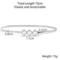 Silver elastic spring waist belt with rhinestone bow center decoration and 73cm length - 19620 Silver Square Gemstone Buckle
