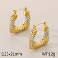 Minimalist 18K gold-plated C-shaped earrings with rhinestones, 23x21mm size and 12g weight - Style A Gold (KE115316-KFC)