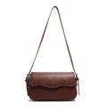 Retro brown leather shoulder bag for women with minimalist rectangular flap and sleek strap - Brown