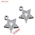 Set of two silver star pendants with sparkling crystals for jewelry DIY making - 13.5mm Star Pendant / Silver (White K)