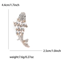 Detailed size chart for rose gold fish brooch with dimensions 4.4cm by 2.5cm - White