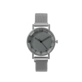 Minimalist silver steel mesh strap watch with grey dial and artistic numerals - Gray