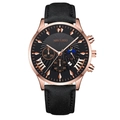 Orologio da uomo in oro rosa con cinturino in pelle nera e quadrante cronografo multifunzione - Quadrante Nero Lancette Oro Rosa Cassa Oro Rosa