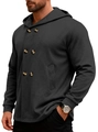 Men's slim-fit hooded trench coat in dark grey with double-breasted closure - Black