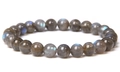 Handmade stretch bracelet featuring 8mm natural labradorite beads with blue flash luster - Flash Stone (Labradorite)
