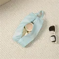 Portable light blue nylon underwear organizer bag with top handle for travel storage - Blue
