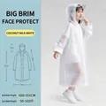 Reusable coconut white EVA kids raincoat with large hood and detailed size chart - Children's Coconut Milk White Hat With Large Brim Keeps Face Dry