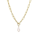 Elegante collar de cadena dorada con perla barroca y cierre de palanca OT de moda - 45cm
