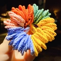 Colorful spiral woven hair bands for kids in red, pink, blue, green and yellow - 3# Ribbed Rainbow Colors
