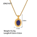 Vintage lapis lazuli pendant necklace in gold twisted rope chain with size parameters - Oval Lapis Lazuli Pendant Necklace (JDN21437)