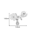 Silver stainless steel stud earring with a white flower and crystal droplet design - Mother of Pearl Flower Pendant (940-6# Silver)
