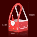 Red Christmas floral gift box with Santa Claus patch and Merry Christmas text - Square Christmas Box [Red]