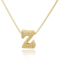 Detailed view of a gold-plated necklace with a crystal-encrusted uppercase letter Z pendant - Letter Z
