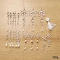 Clear acrylic snowflake and icicle Christmas ornaments set on wood background - Assorted Ornaments / 18-Piece Set