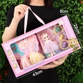 Fashion doll gift set with purple sequin dress and accessories in a pink window box - 43cm Portable Box Changing Clothes Doll Set