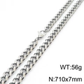 Sleek 7mm silver stainless steel Cuban link necklace with 710mm length and lobster clasp - 7mm Width x 710mm Length