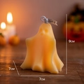 Ghost-shaped scented candle in yellow wax for Halloween decor, size 9cm by 7cm - Slim Orange (Wild Orange Blossom)