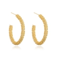 Minimalistische 14K vergoldete Creolen mit Perlenstruktur im klassischen runden Design - Goldene Granulierte Textur Ohrringe