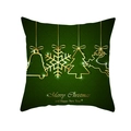 Dark green Christmas cushion cover with gold foil reindeer and bells patterns - Gold Foil Xmas Elements - Dark Green