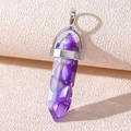 Macro shot of silver clasp and purple amethyst crystal fragments inside a resin pendant - Resin Purple Shell