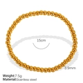 Bracelet à billes en acier inoxydable doré 18K avec perles 3,9 mm et longueur de 15 cm - SL60G4 (Perle 3,9 mm) / Doré