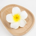 Fermaglio per capelli a fiore di frangipani con petali bianchi e centro giallo - Grande (circa 9 cm)