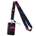 Starry sky nebula themed lanyard with matching ID badge holder and metal lobster clasp - Colorful Purple Blue Galaxy Set (YZ20-34)