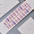 Press-on nails featuring 3D floral designs with purple gradient and French style tips - Purple Gradient Floral 3D Style (WY-093) / Multi-piece Box Set