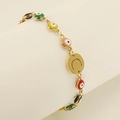 Vergulde Evil Eye armband met kleurrijke emaille kralen en een halve maan hanger - Letter C