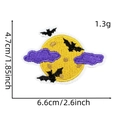 Detail of Halloween patch with full moon, purple cloud, bats, and precise sizing data - 12# Moon Cloud Bat