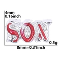 Silver metal charm charm for modular bracelets with red enamel SON lettering - Silver Red Enamel Word-SON