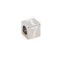 Silver stainless steel cube bead featuring a white number 7 for DIY jewelry making - Steel Color Number 7