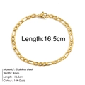 14K gold plated stainless steel 4mm Figaro chain bracelet with lobster clasp 16.5cm - Figaro Chain Length 16.5cm