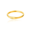Detailed close-up of gold titanium steel ring featuring minimalist 888 number engraving - US 10 / 888