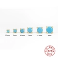 Set of 6 S925 sterling silver turquoise stud earrings in various sizes 1.5mm to 4mm - 6Pcs Set Gold-Turquoise