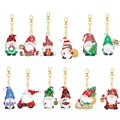 12-piece Christmas gnome DIY diamond painting keychain set with festive resin rhinestones - QS003 (12-Piece Set) Double-Sided