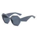 Chic square oversized sunglasses in grey blue with 3D geometric thick frames for women - Grey Frame Black Grey Lens