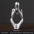 Modern silver abstract thinker resin sculpture, Nordic decor, 13x6x5.5cm minimalist ornament - Silver Thinking