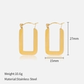 Pendientes de aro rectangulares en acero inoxidable chapado en oro de 27 mm y 10,6 g - 04# Pendientes de Aro Rectangulares Dorados