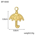 Dettaglio di un ciondolo a ombrello dorato di 0,8 cm con dimensioni e peso specificati - Ciondolo Ombrello Oro (BP1404D)